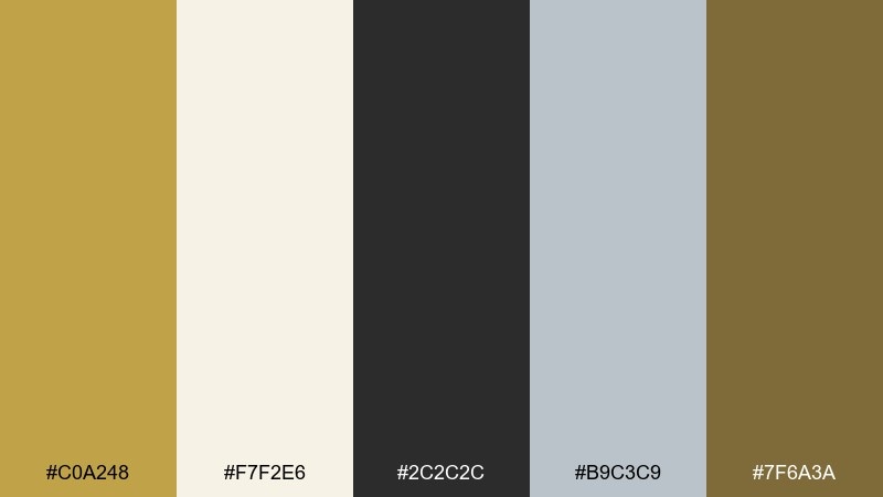 sunlit gallery brass color palette with hex codes