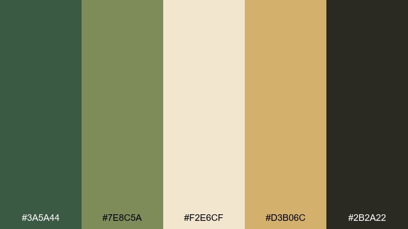 sunlit glade woodland color palette with hex codes