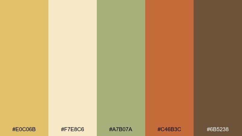 sunlit haystack countryside color palette with hex codes