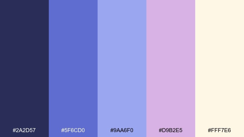 sunlit lilac blue rose color palette with hex codes
