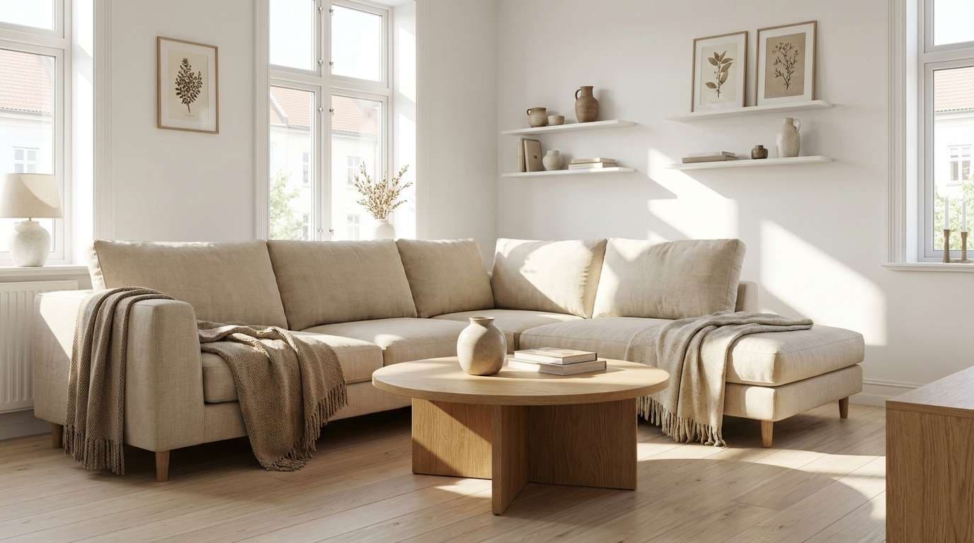 sunlit linen living room
