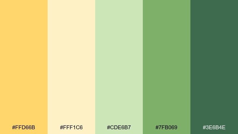 sunlit meadow corn color palette with hex codes