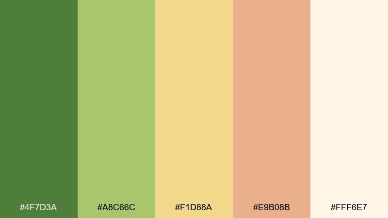 sunlit meadow nature color palette with hex codes