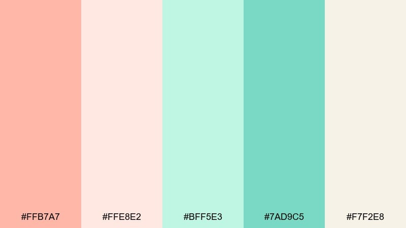 sunlit nursery peach mint color palette with hex codes