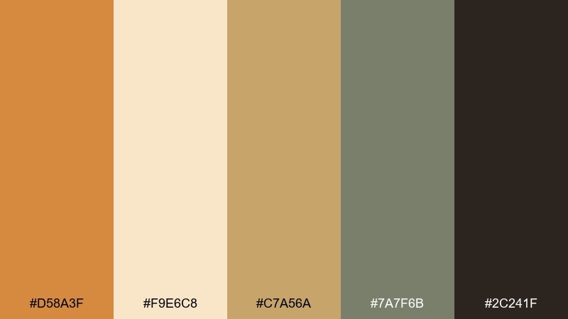 sunlit path raw sienna color palette with hex codes