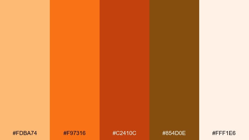 sunlit terracotta amber color palette with hex codes