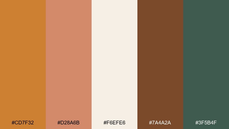 sunlit terracotta bronze color palette with hex codes