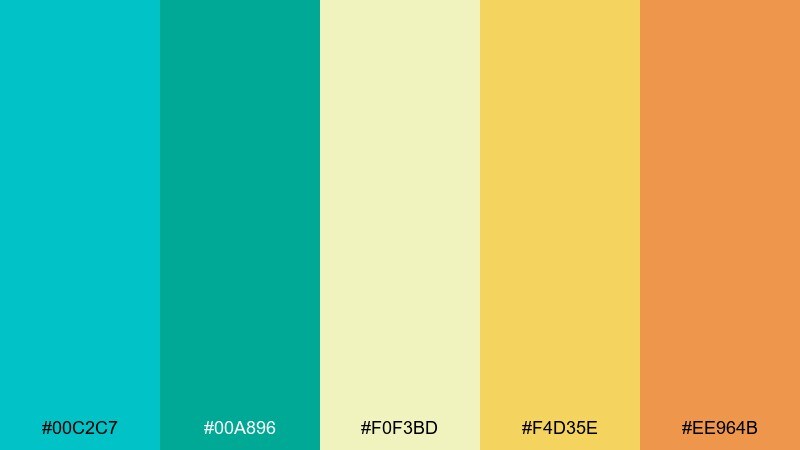 sunlit turquoise tropical wedding color palette with hex codes