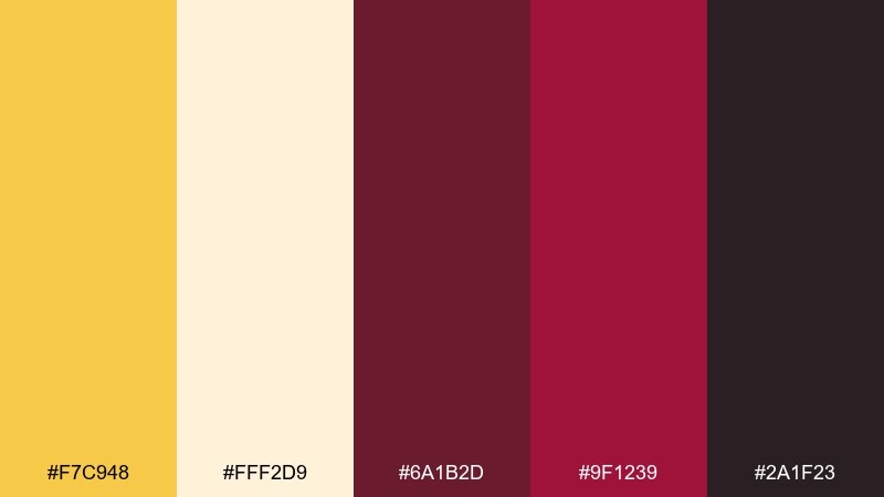 sunlit vineyard yellow maroon color palette with hex codes