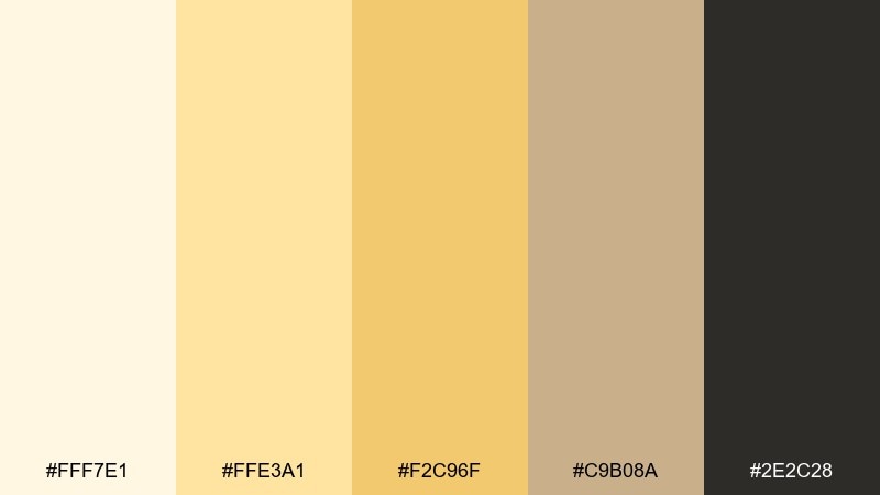 sunlit wheat branding yellow cream color palette with hex codes