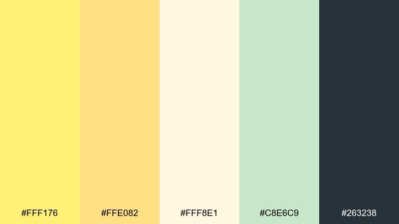 sunlit zest lemon color palette with hex codes