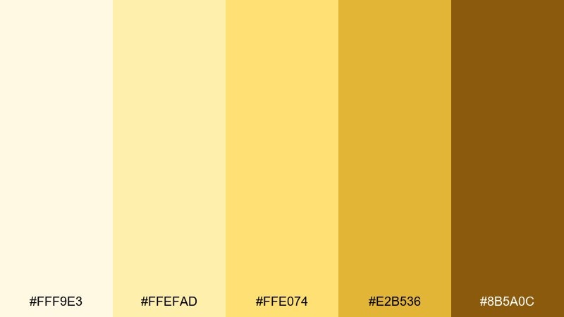 sunny mustard monochromatic color palette with hex codes