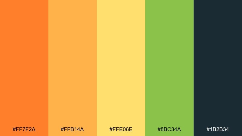 sunrise citrus splash color palette with hex codes