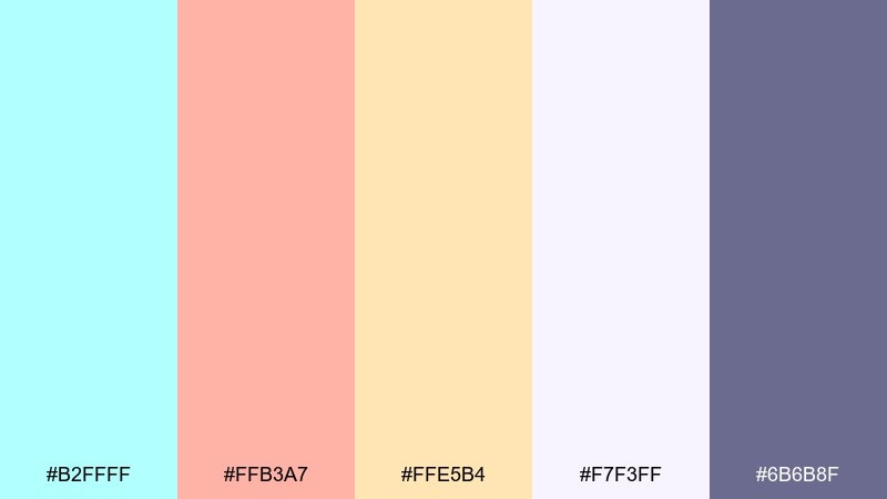sunrise pastels celeste color palette with hex codes