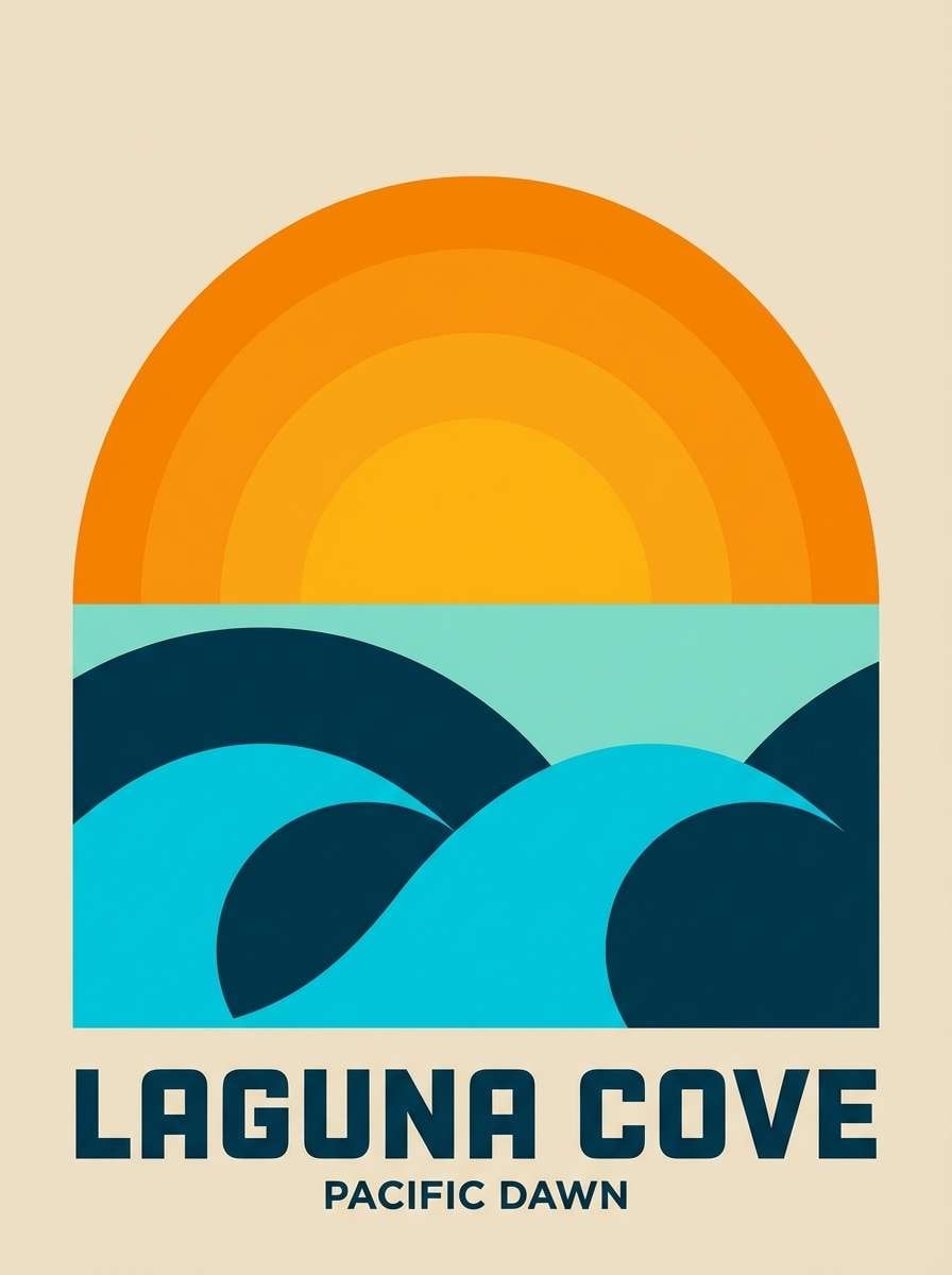 cyan and orange travel poster