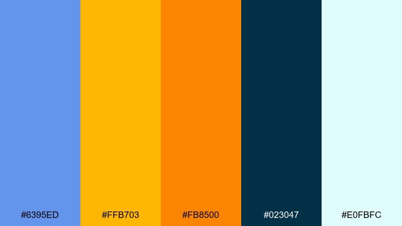 sunset accent color palette with hex codes