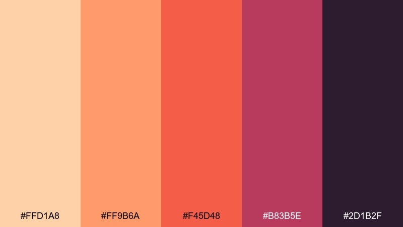 sunset aperol beach color palette with hex codes
