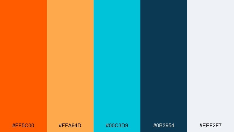 sunset app dashboard orange cyan color palette with hex codes