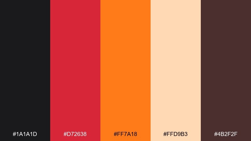 sunset asphalt color palette with hex codes