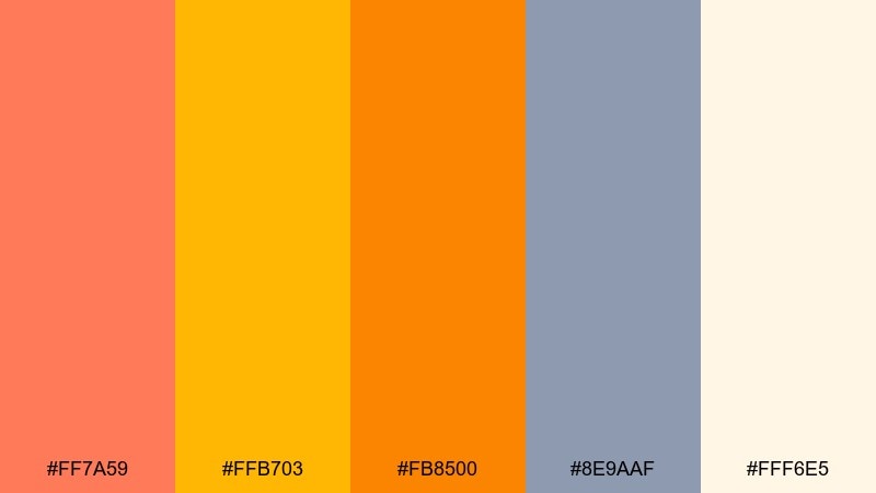 sunset balloon arch color palette with hex codes