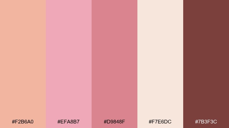 sunset blush rose gold pink color palette with hex codes