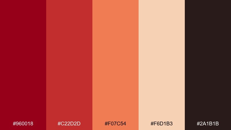 sunset carmine gradient carmine color palette with hex codes