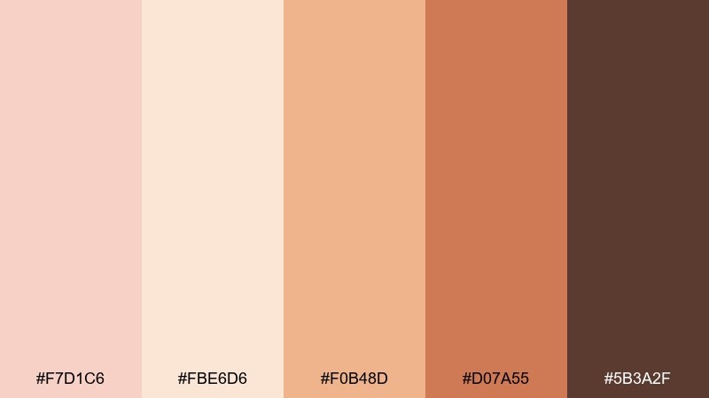 sunset champagne pink color palette with hex codes