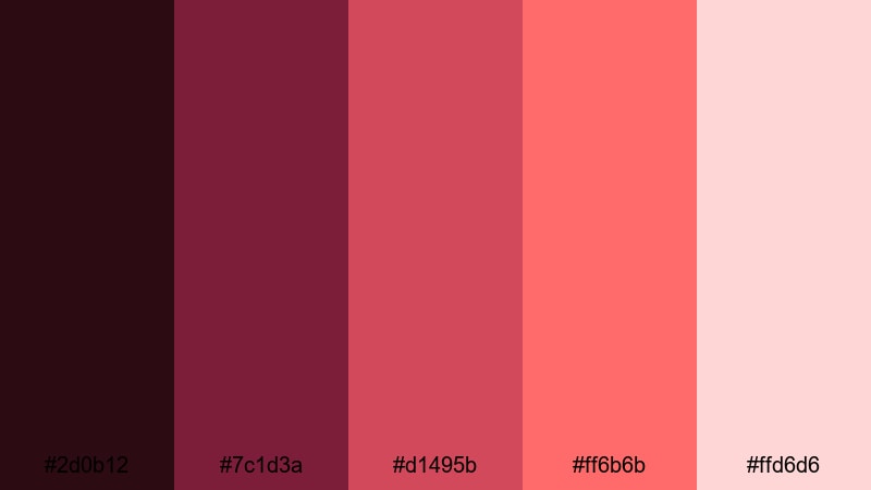 sunset coral color palette with hex codes