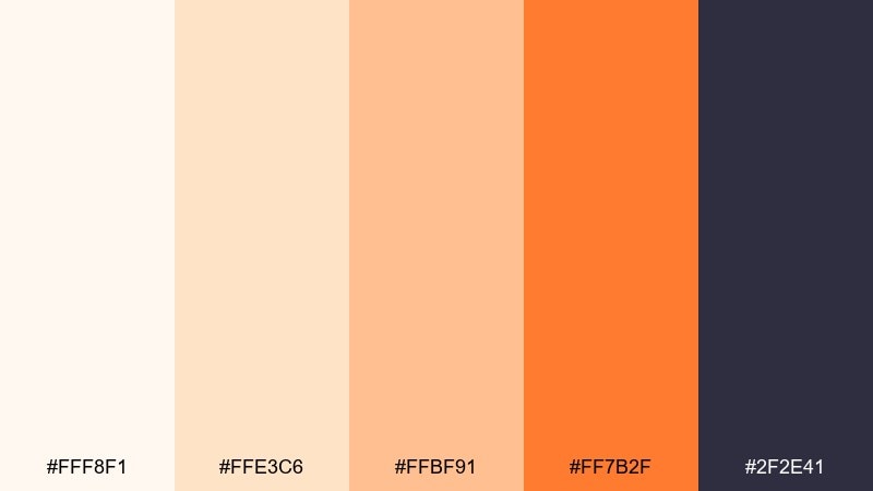 sunset cream color palette with hex codes