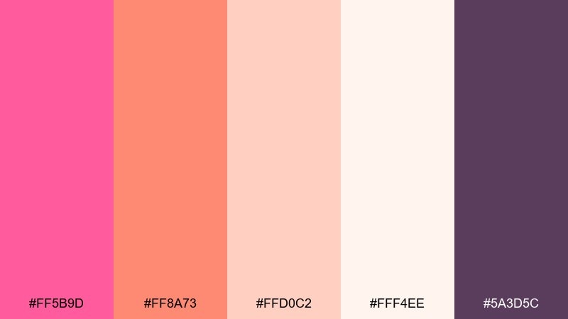 sunset float pink flamingo color palette with hex codes