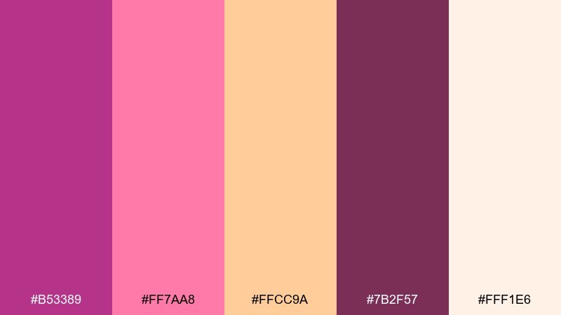 sunset fuchsia fandango color palette with hex codes