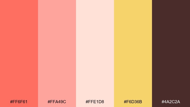 sunset gelato color palette with hex codes