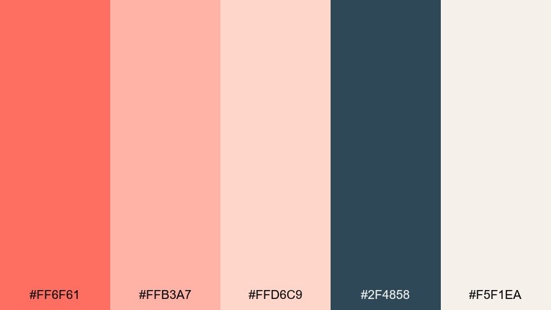 sunset gelato red coral color palette with hex codes