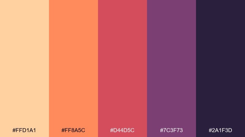sunset geometry abstract color palette with hex codes