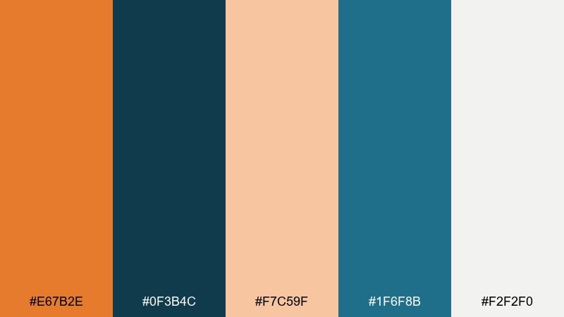 sunset harbor dark tangerine color palette with hex codes