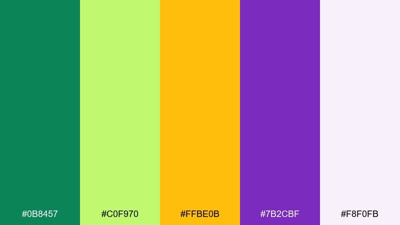 sunset iris color palette with hex codes