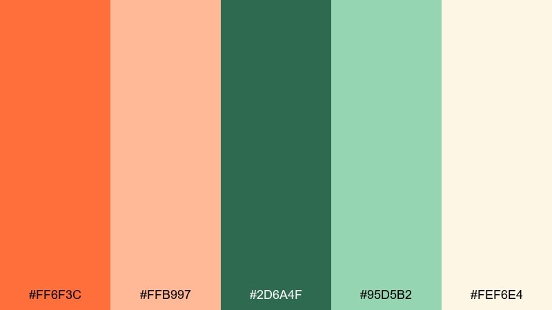 sunset leaf color palette with hex codes