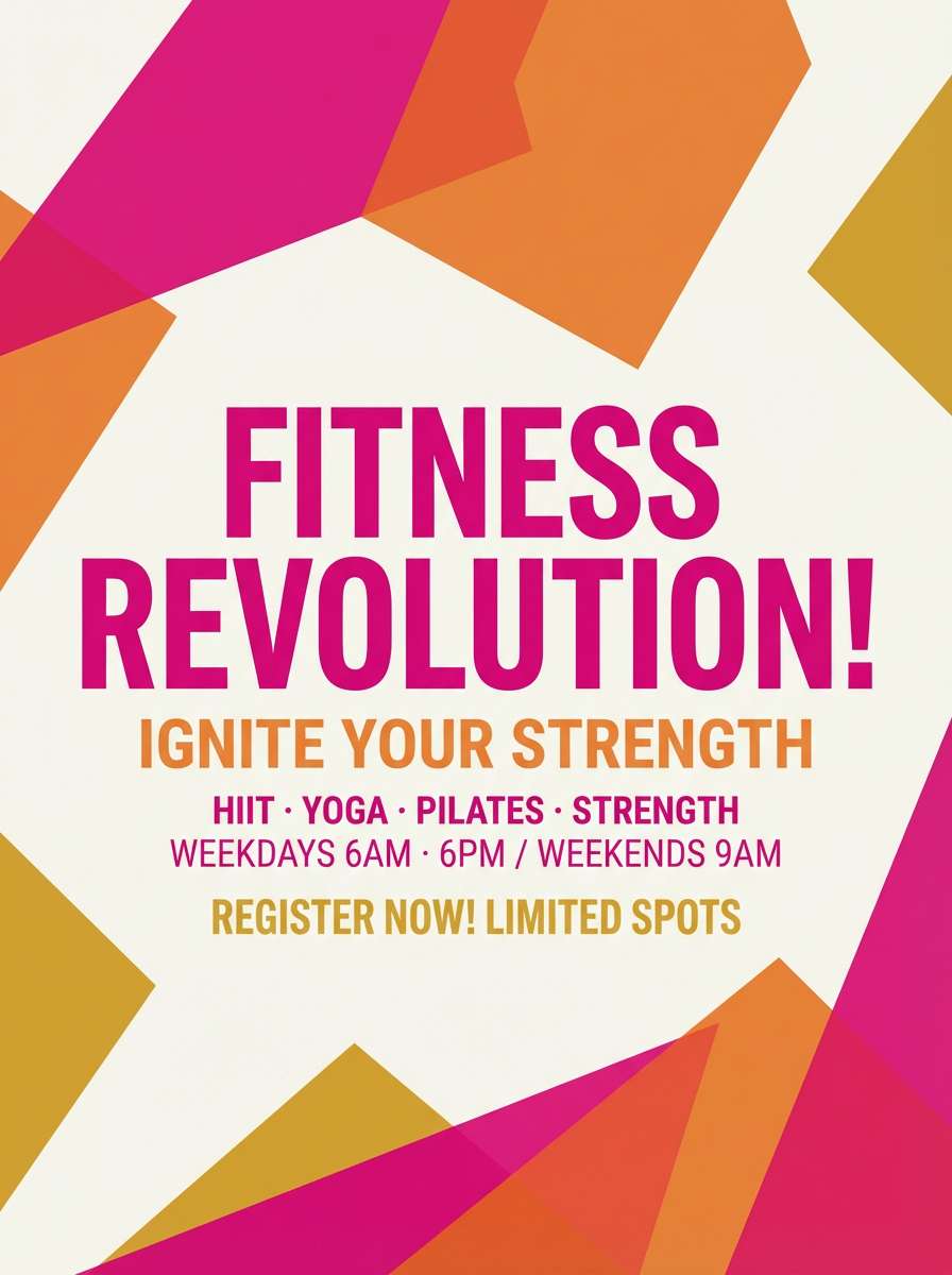 magenta fitness promo flyer in fuchsia pink color scheme