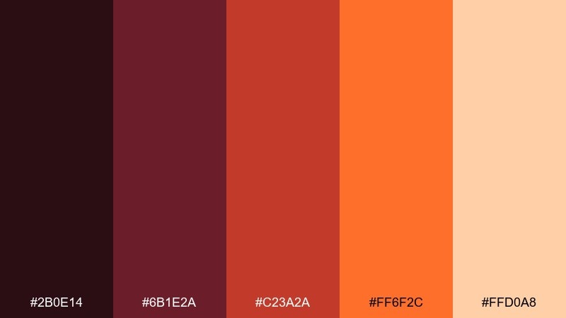 sunset magma lava color palette with hex codes