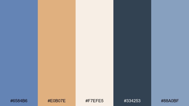 sunset marina glaucous color palette with hex codes