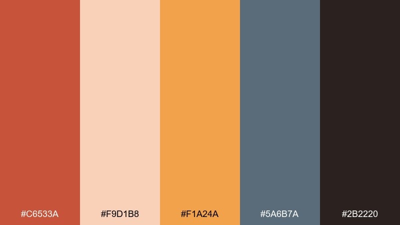 sunset masonry brick red color palette with hex codes