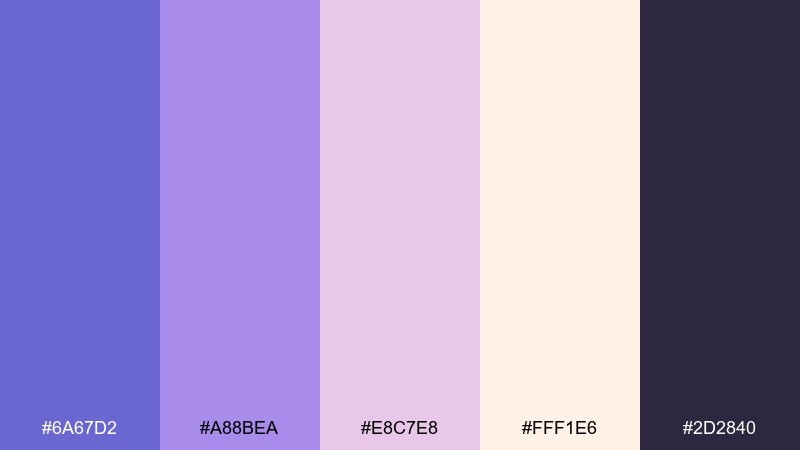 sunset mauve blue blue lavender color palette with hex codes