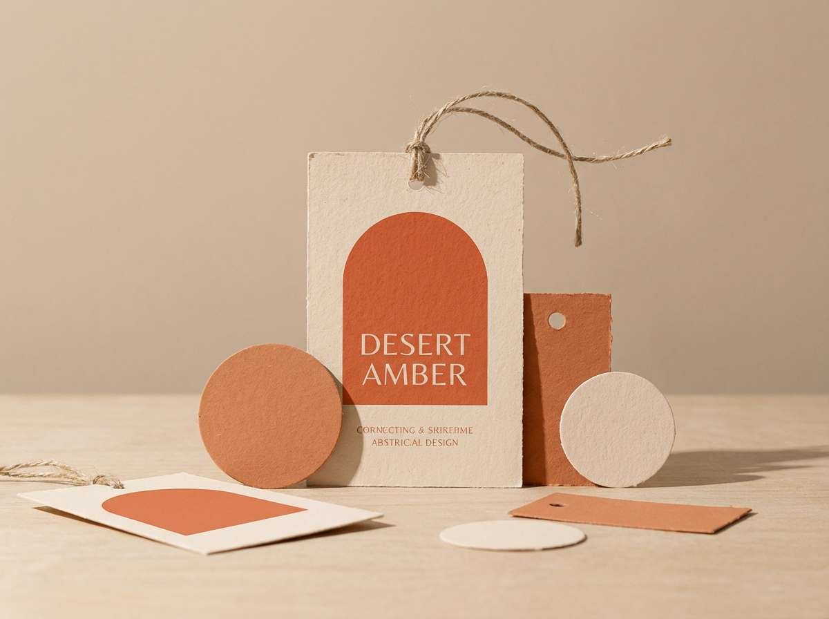 rustic label set in orange tones