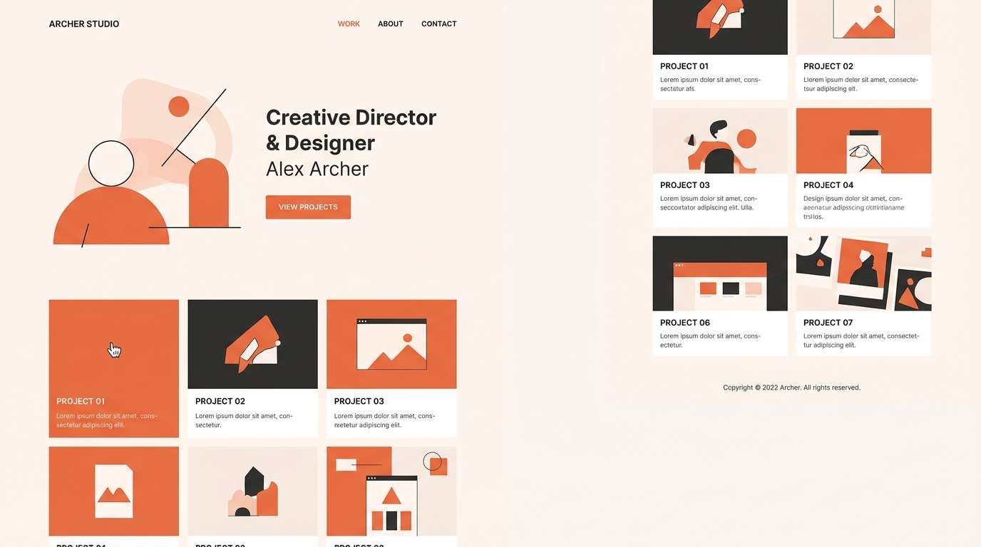 minimal portfolio ui in clay tones