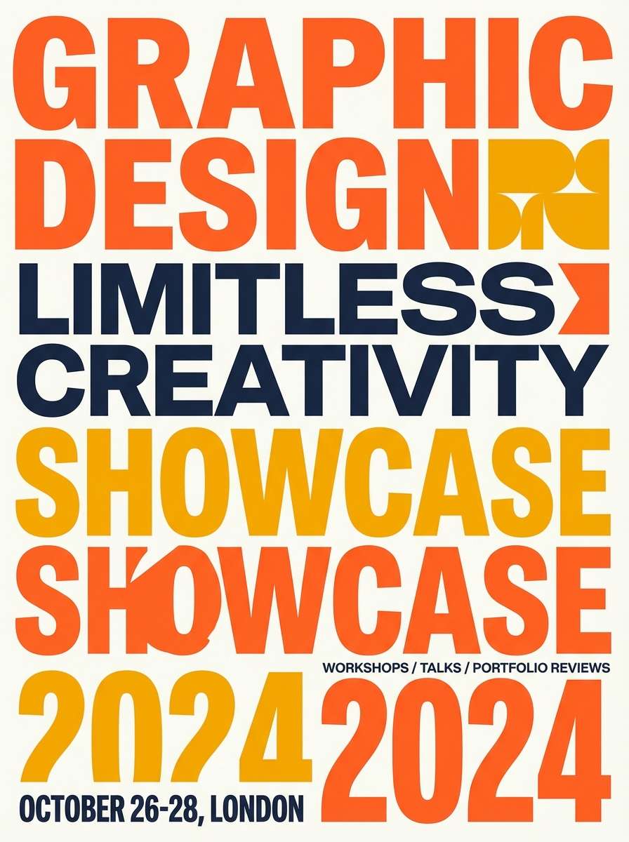 orange and navy event poster