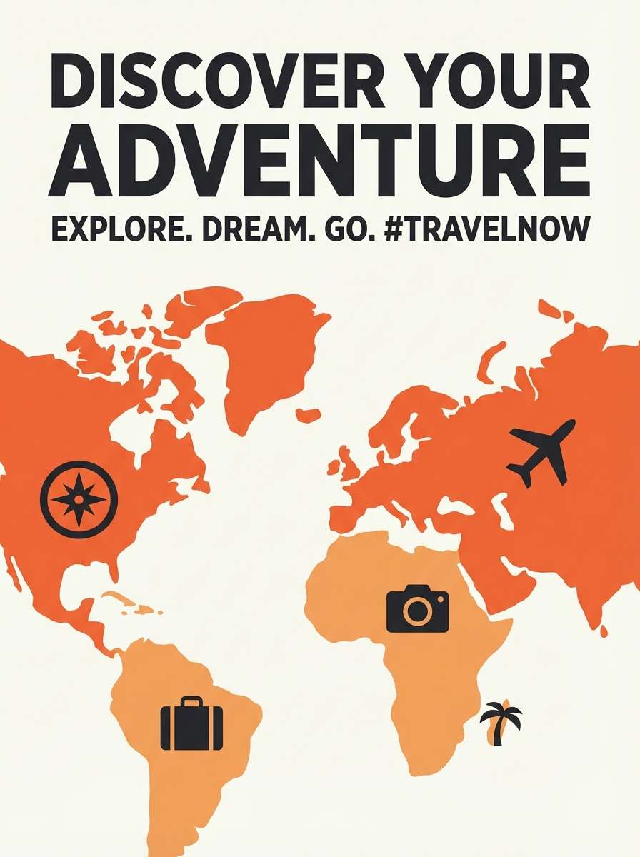 outdoor travel poster in warm tones