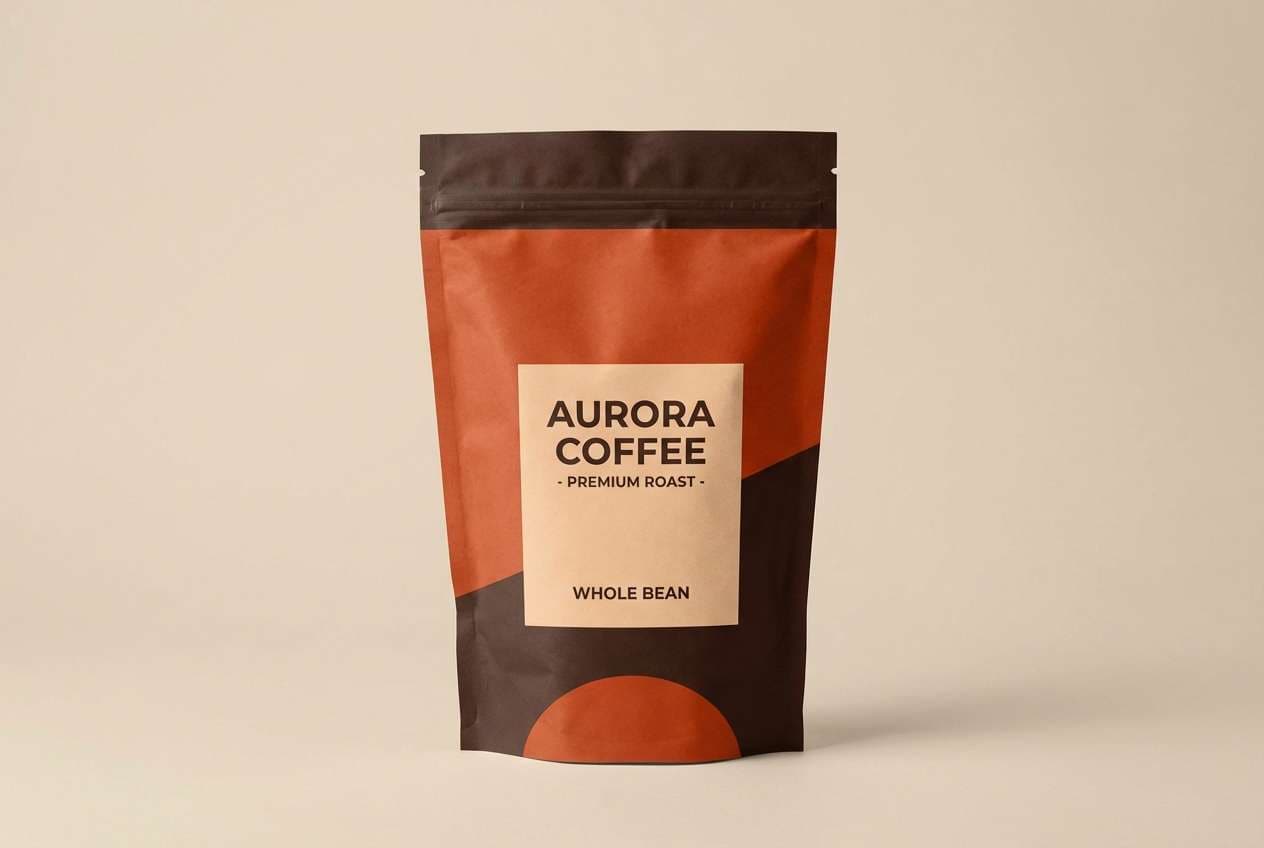 coffee bag packaging in burnt orange