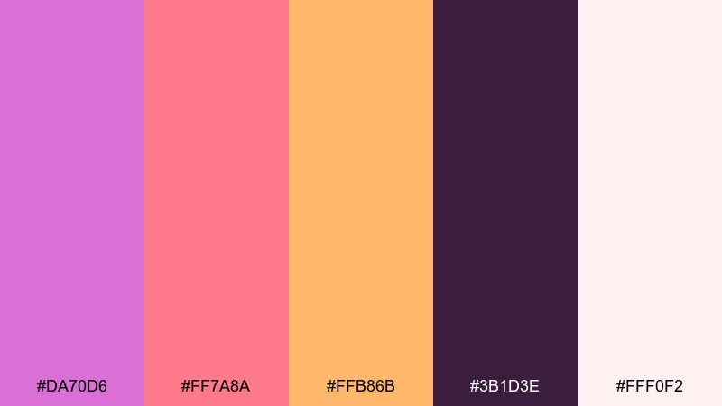 sunset orchid orchid color palette with hex codes