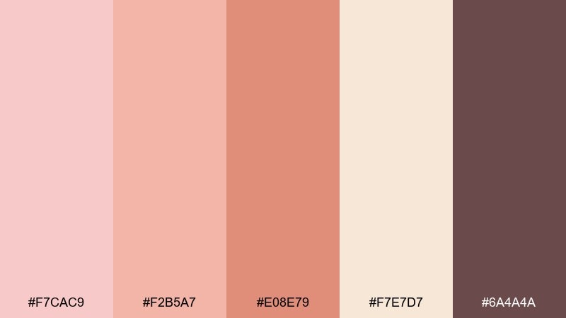 sunset satin rose quartz color palette with hex codes