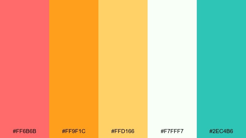 sunset sequin glitter color palette with hex codes